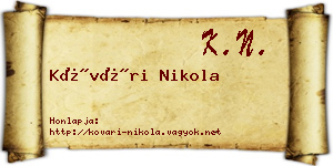 Kővári Nikola névjegykártya